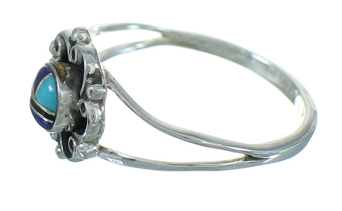 Multicolor Inlay Southwest Sterling Silver Ring Size 5-1/4 QX74767